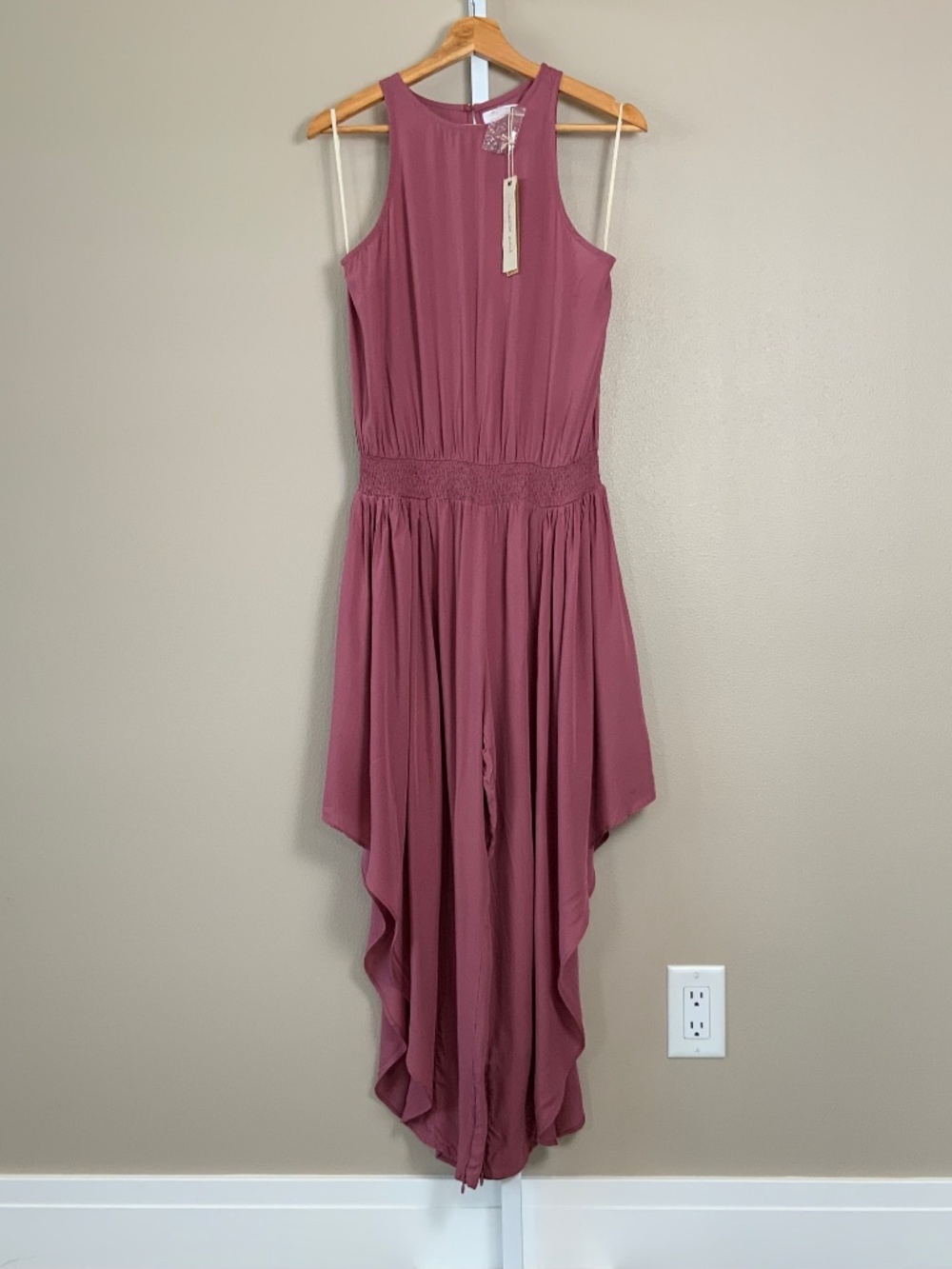 Mustard Seed Sleeveless Smocked Flowy Wide Leg Jumpsuit